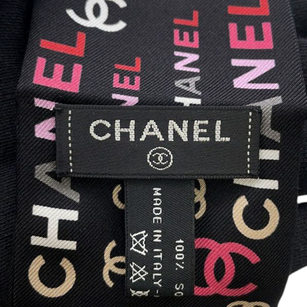 Pre-Loved Chanel CC Logo Print Silk Bandeau Scarf - Picture 5 of 9